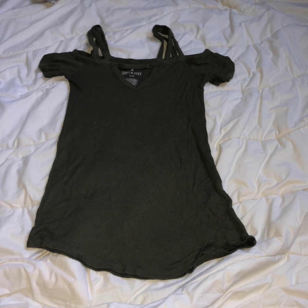 army green off the shoulder tank